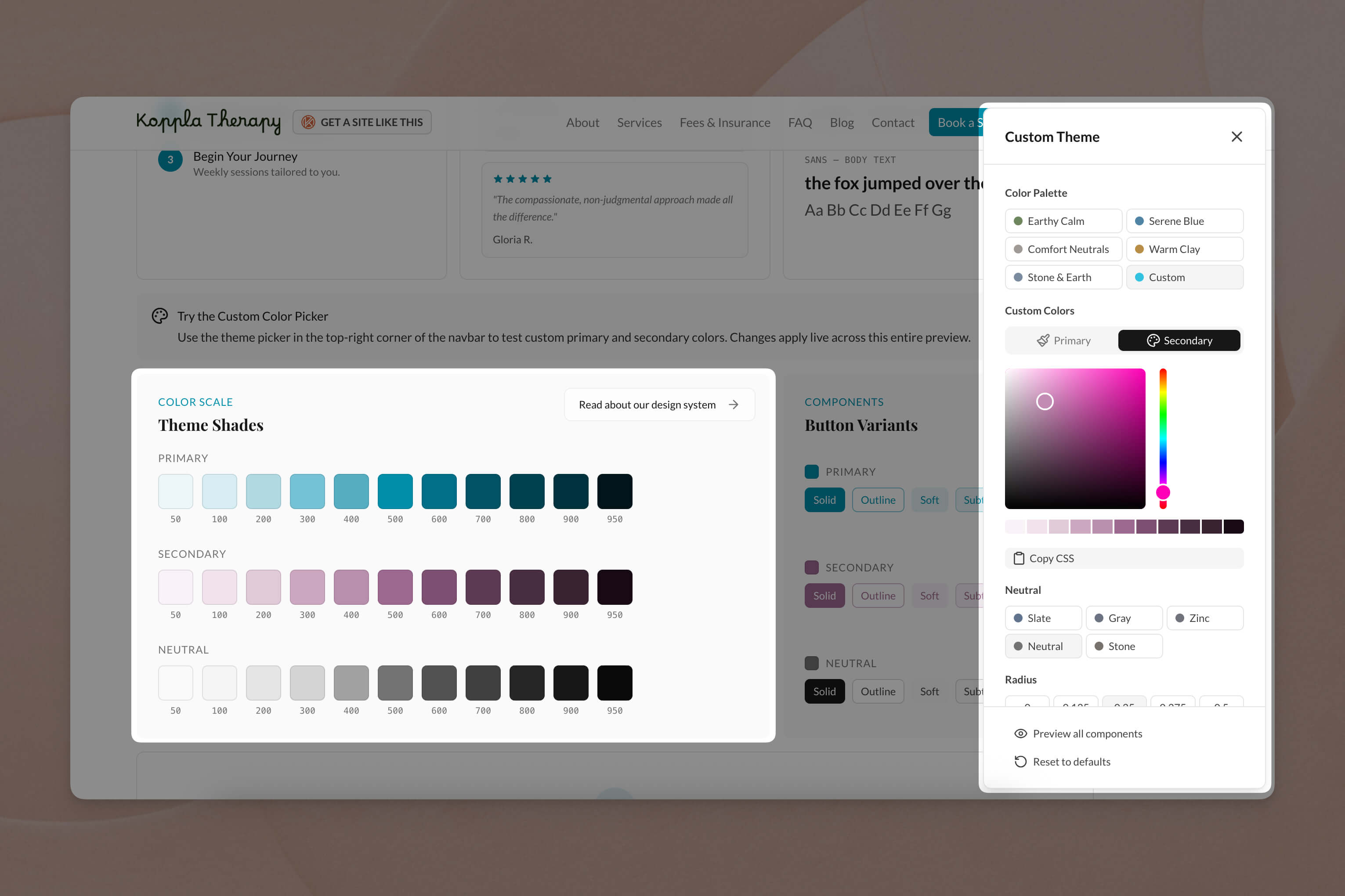 Koppla Custom Color Picker for Mental Health Websites